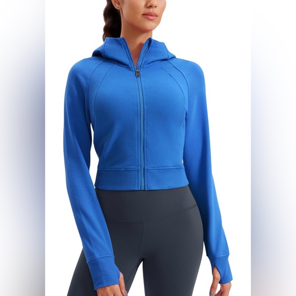 CRZ YOGA Tops - NWT CRZ YOGA Fleece Zip Cropped Hoodie Size L